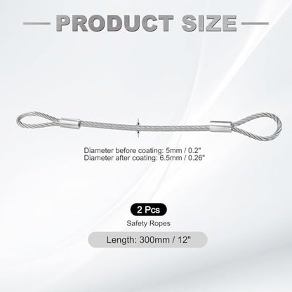 PATIKIL 12" Safety Cable Lock Security Wire Ropes 0.26" Dia Clear 2Pcs - size: 12 Inch-Clear