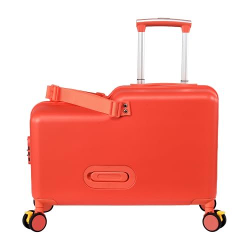 20in Rideable Suitcase with Wheels, Kids Suitcase Travel Carrier Cabin Case - color: Cuckoo red