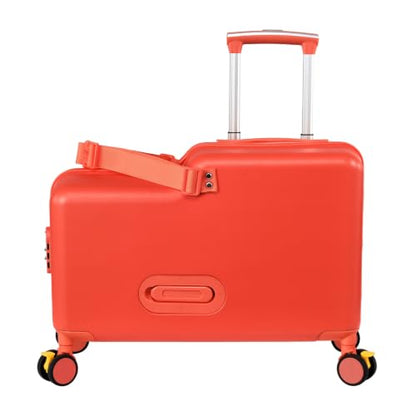 20in Rideable Suitcase with Wheels, Kids Suitcase Travel Carrier Cabin Case - color: Cuckoo red
