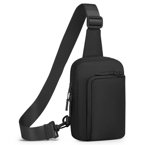 Mini Sling Bag for Men Women Fits for 6.3" Phone, Black - color: 2 Pocket-black