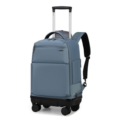 Rolling Backpack with Removable Wheels, 18 inch Computer Laptop Bag Carry on Travel Wheeled Business Backpack for Women Men - color: Lake