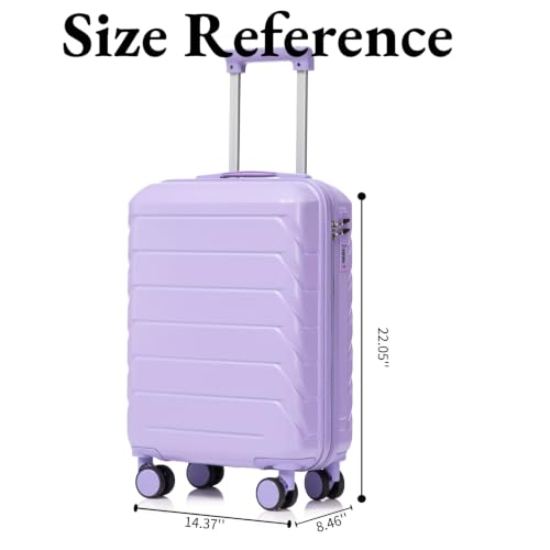 20 Inch ABS Hard Shell Checked Luggage – Scratch Resistant Surface, 4 Quiet Multi-Directional Spinner Wheels, Durable Travel Suitcase with Combination Lock,Purple