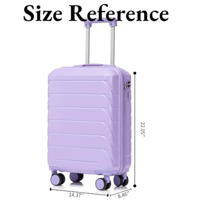 20 Inch ABS Hard Shell Checked Luggage – Scratch Resistant Surface, 4 Quiet Multi-Directional Spinner Wheels, Durable Travel Suitcase with Combination Lock,Purple