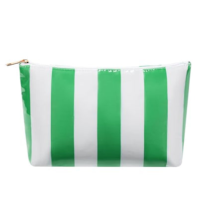 Large PVC Waterproof Striped Makeup Bag(03Green) - color: 03Green