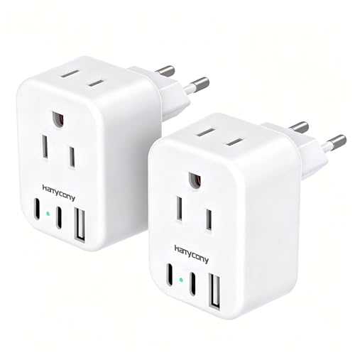 European Plug Adapter, US to Europe Power Adapter Travel Essentials, 2 Pack - style: Type C - Most of Europe(2 Pack)