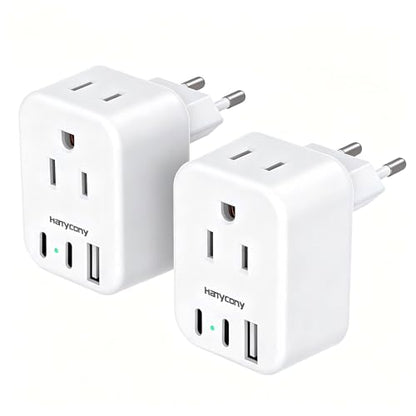 European Plug Adapter, US to Europe Power Adapter Travel Essentials, 2 Pack - style: Type C - Most of Europe(2 Pack)