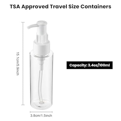 5 Pack 3.4Oz/100ml TSA Approved Travel Pump Bottle - color: A-clear