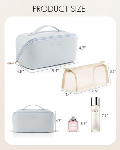VLANDO Makeup Travel Bag,Women Travel Toiletry Case,Carry Handle,Baby Blue - color: 06-Baby Blue