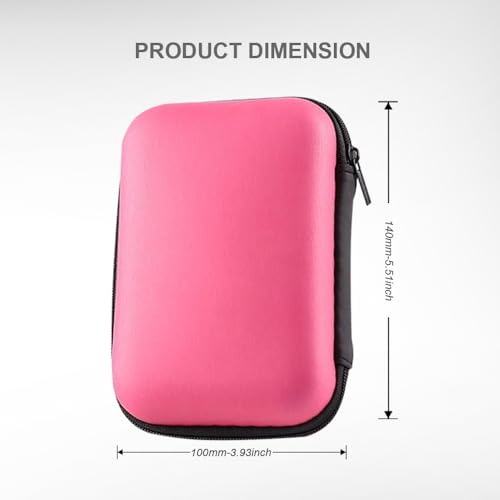 Hard Drive Carrying Case Storage Organizer Bag Multi-Purpose Universal Carry Pouch Compatible with Western Digital WD Elements Seagate, 2.5’’ EVA Shockproof Travel Case (Pink) - color: Pink