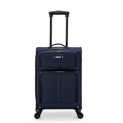 U.S. Traveler Anzio Softside Expandable Luggage with Spinner Wheels, Navy, 22-Inch Carry-on - color: Navy, size: 22-Inch Carry-on