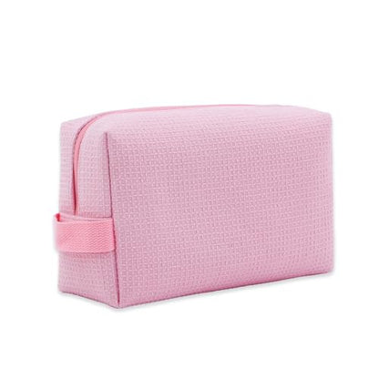DYSHAYEN Small Waffle Makeup Bag for Travel, Pink - color: Pink
