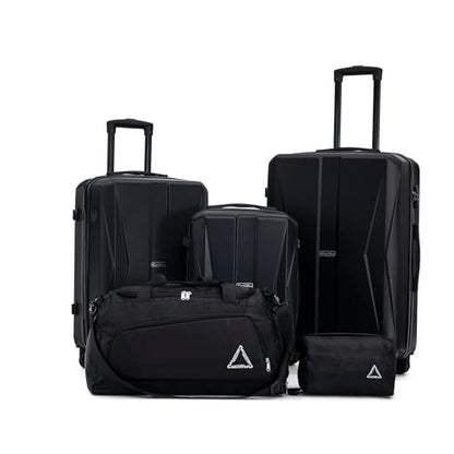 20/24/28 Inch Hardshell Suitcase Set, ABS Luggage Set with TSA Lock 5 Piece - color: Black