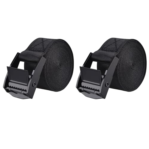 TRIWONDER Tie Down Straps, Lashing Straps Nylon Webbing, Cam Buckle Adjustable Heavy Duty Belts for Luggage, Suitcase Packing, Cargo Freight (01# Black - 2 Packs, 16.4 FT) - color: 01# Black - 2 Packs, size: 1" x 16.4'