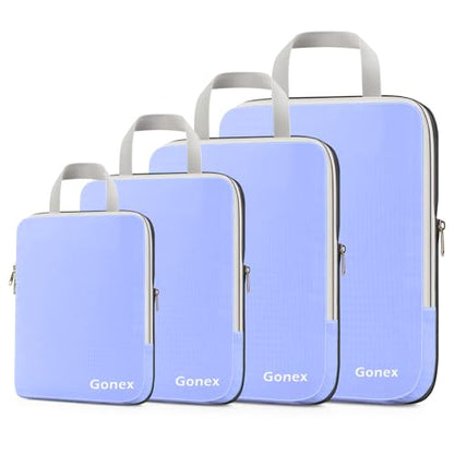 Gonex Compression Packing Cubes, 4-Piece Expandable Travel Organizers - color: 4-Periwinkle, size: 4 Set