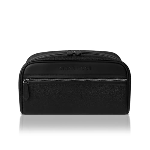 Kings Loot Premium Dopp Kit, Leather Travel Toiletry Bag, Midnight Black - color: Midnight Black