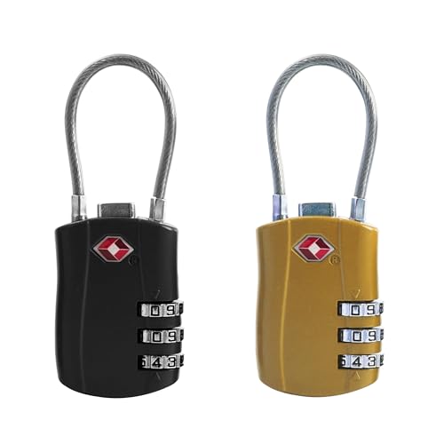TSA Locks for Luggage, Suitcase, Backpack, Travel Essentials - color: Black+Golden