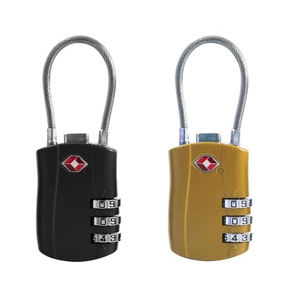 TSA Locks for Luggage, Suitcase, Backpack, Travel Essentials - color: Black+Golden
