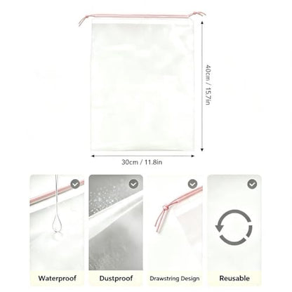 20 Pcs Clear Shoe Bags for Travel Storage, 11.8"x15.7" Shoe Bag Bulk - color: Pink-Color String
