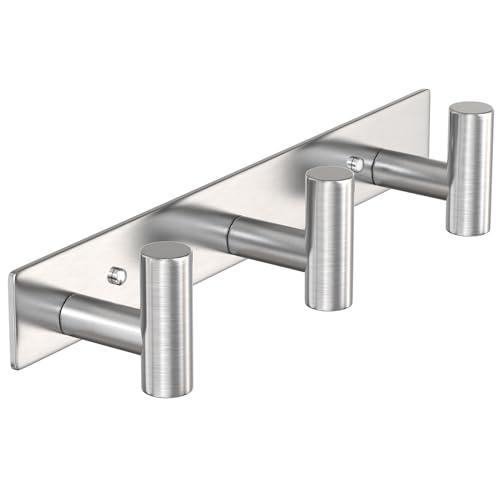 VAEHOLD Silvery Hat and Coat Wall Mount Rack - 3 Hooks for Robes, Bags, Keys, and Towels - Bathroom Towel Hanger Organizer (1 Pack) - color: Silver, size: 3 Hooks 1 Pack