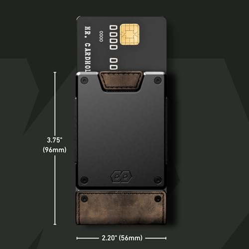 PROOF Slim Minimalist Wallets for Men | Leather & Metal | RFID Wallet - color: Saddle Brown