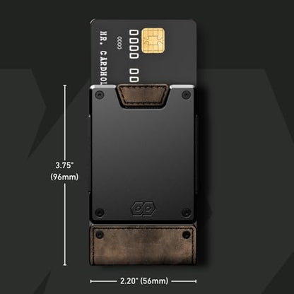 PROOF Slim Minimalist Wallets for Men | Leather & Metal | RFID Wallet - color: Saddle Brown