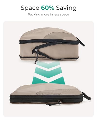 BAGSMART Compression Packing Cubes for Travel - color: Brown, size: Set of 6
