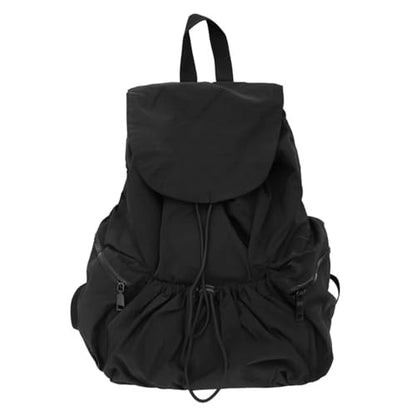 Yitengteng Lightweight Drawstring Backpack, Nylon Travel Daypack,Multi-Purpose Gym Hiking Rucksack for Women Men (Black) - color: Black