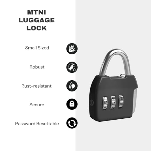 Small Combination Lock, 3 Digit Combo Luggage Locks, Travel Lock with Code, Small Padlocks for Suitcase, Backpack, Zipper, Bag, Tool Box, Diary, Mini Locker (Black+Blue, 2-Pack) - color: Black+Blue