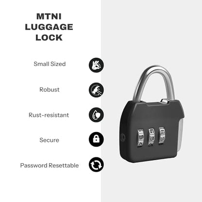 Small Combination Lock, 3 Digit Combo Luggage Locks, Travel Lock with Code, Small Padlocks for Suitcase, Backpack, Zipper, Bag, Tool Box, Diary, Mini Locker (Black+Blue, 2-Pack) - color: Black+Blue