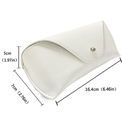 LogHog Portable Leather Glasses Case,Flexible Sunglasses Pouch Slim Case for Women Men Horizontal Eyeglass Case - color: White