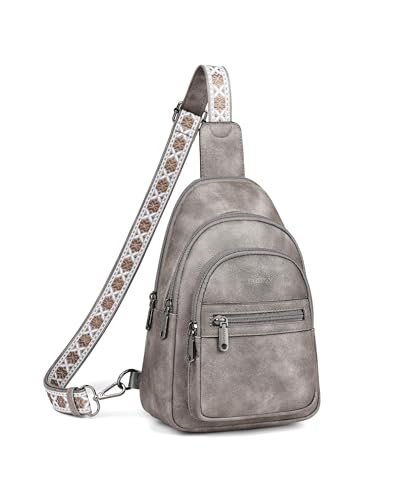 FADEON Sling Bag for Women, Designer Small Crossbody Bags, Adjustable Strap - color: Charcoal Grey Retro Style
