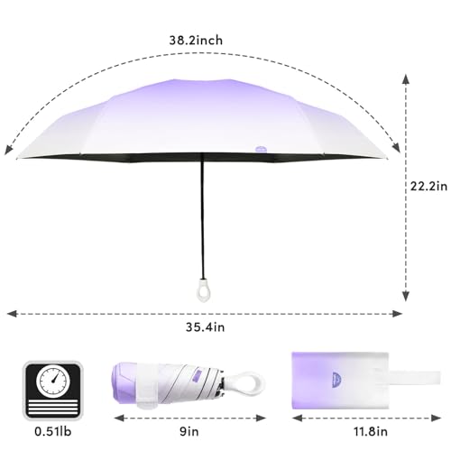 Mini Travel Umbrella Small Umbrella for Travel UV Parasol Compact Foldable - color: 03 Purple