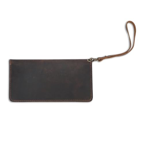 Leather Money Bag Wallet for Women, Brown - color: Brown