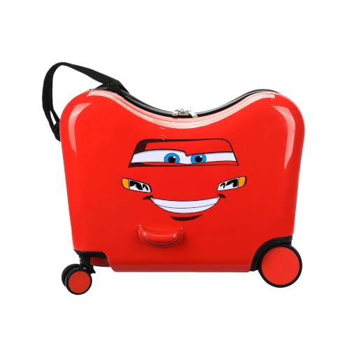 Bioworld Cars Kids Luggage 15" Ride-On Travel Bag for Boys and Girls - color: Cars Smiley Red