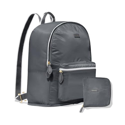 Paravel Fold Up Travel Backpack | Packable and Lightweight Foldable Travel Bag | Carry On Nylon Backpack with Trolley Sleeve, Flatiron Grey - color: Flatiron Grey