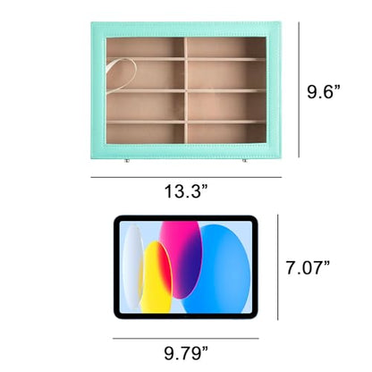 Frebeauty 8-Slot Sunglass Organizer,Sunglass Holder with Clear Lid - color: Turquoise, size: With Lid