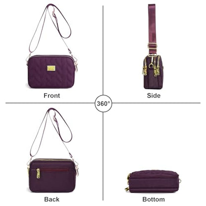 WITERY Small Crossboby Bag for Women Trendy Nylon Quilted Shoulder Purse - color: Red 2