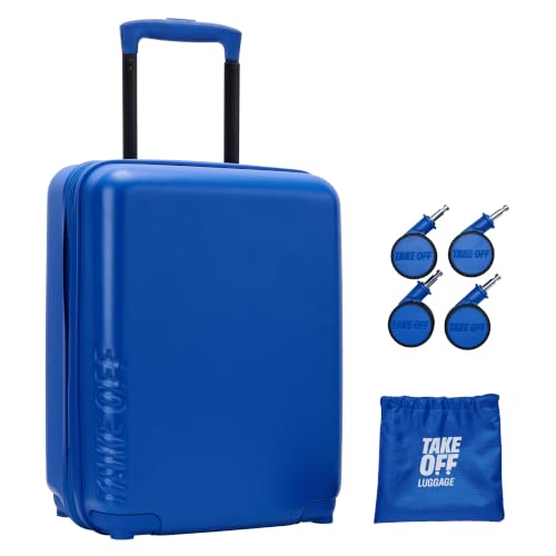 TAKE OFF 18 Inch Personal Item Suitcase Removable Wheels Underseat Bag - color: Blue, size: 18" - Personal Item 4.0