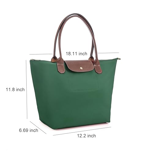 Tote Bag for Women Foldable Shoulder Bag Nylon Weekend Hobo Handbag - color: Green