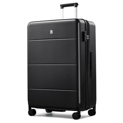 Hanke Expandable Large Checked Luggage, Hardside 28 Inch Suitcase - color: Jet Black, size: 28 Inch EXT