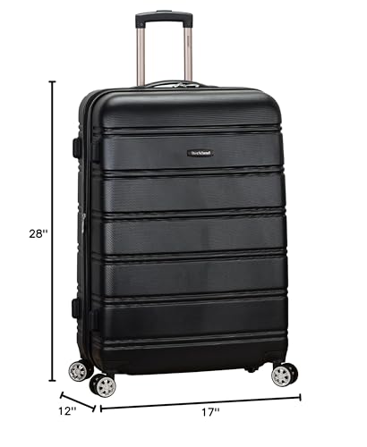 Rockland Melbourne Hardside Expandable Spinner Wheel Luggage, Checked Large 28", Black - color: Black, size: Checked Large 28"