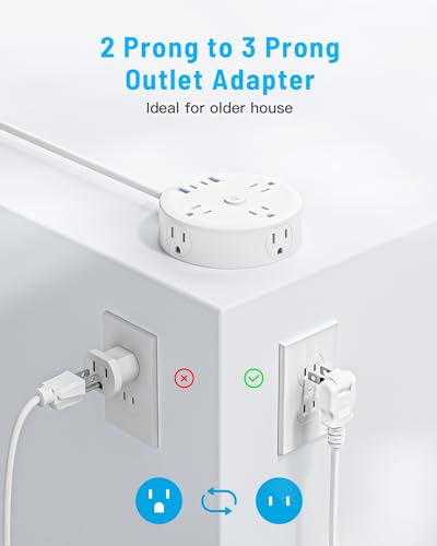 PD20W 2 Prong Power Strip, Yozisital 2 Prong to 3 Prong Outlet Adapter - size: 10 FT, style: 2 Prong - 20W