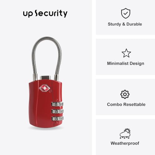 TSA Approved Locks for Luggage Locker, Europe Travel Essentials - color: Black+Red