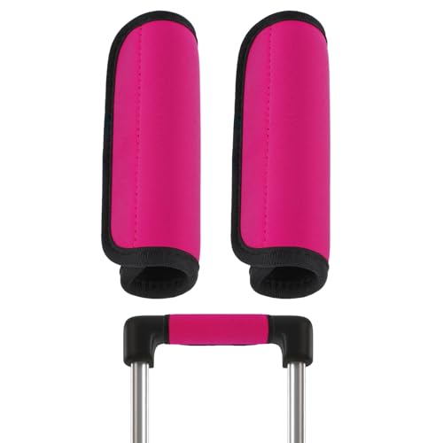 2Pack Luggage Handle Wraps for Suitcase,Rose Red Soft Luggage Identifiers for Suitcases,Travel Essential Bag Handle Wrap,Neoprene Material Suitcase Handle Wraps for Traveling - color: Pink