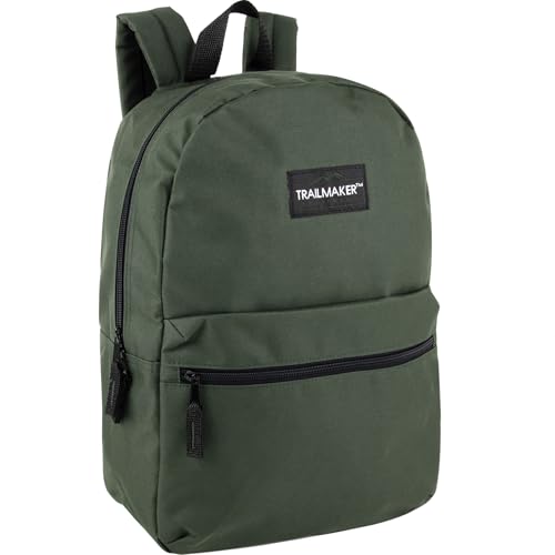 Trail maker Classic 17 inch Backpacks with Adjustable Padded Straps | School Backpacks for Girls, Boys - color: Green