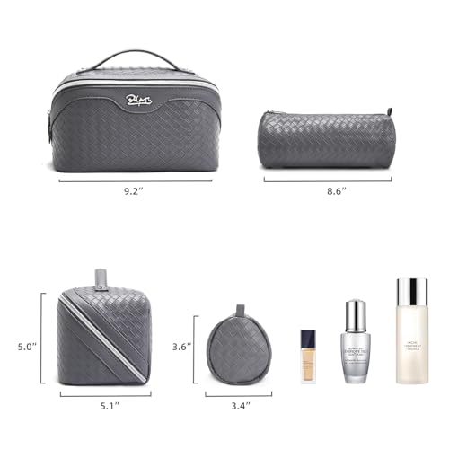 BOYATU Travel Makeup Bag Cosmetic Bags for Women: 3 Pcs Set Make up Bag - color: L07Grey