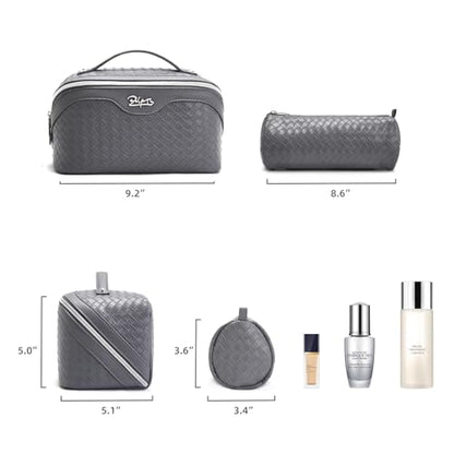 BOYATU Travel Makeup Bag Cosmetic Bags for Women: 3 Pcs Set Make up Bag - color: L07Grey