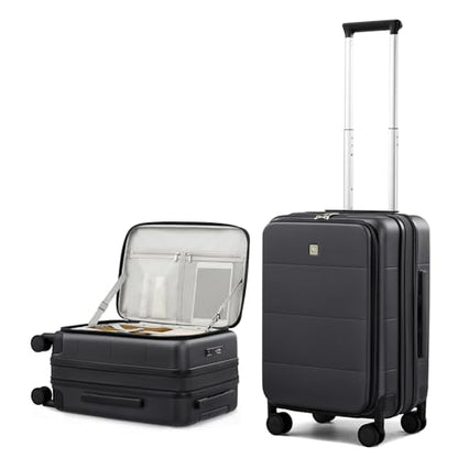 Hanke Hardside Expandable Carry On Luggage, 20 Inch Top Opening Suitcase - color: Jet Black, size: 20 Inch EXT