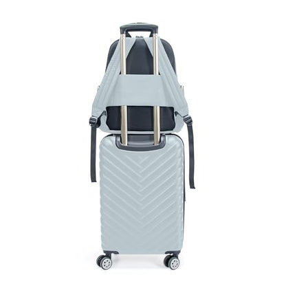 Kenneth Cole REACTION Madison Square Lightweight Hardside Chevron Expandable Spinner Luggage, Slate, 2-Piece (20" Carry On + Sophie Backpack) - color: Slate, size: 2-Piece (20" Carry On + Sophie Backpack)
