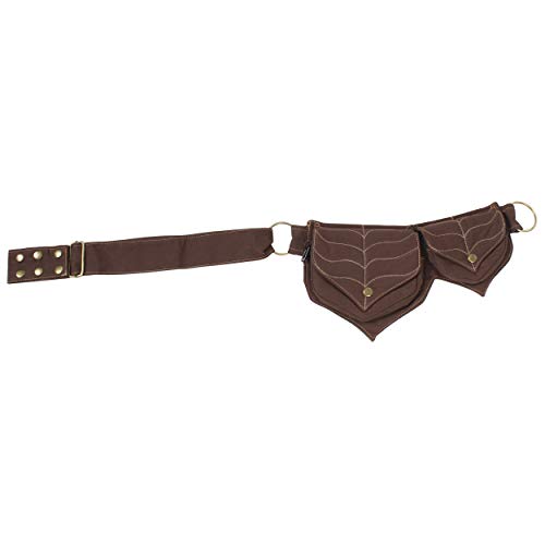 Cotton two Leaf Pocket Waist Belt-Brown - color: Brown